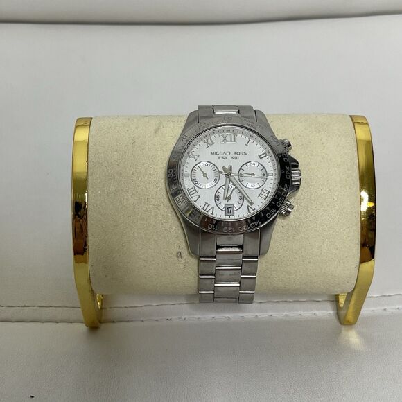 Michael Kors Silver Watch Layton Stainless Steel Chronograph MK5454 Quartz WORKS main image 6